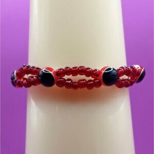 Red and Black Protection Beads Infinity Pattern Handmade Bracelet